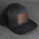 Leather Patch Trucker Style Hat - Dad Stamp