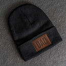 Beanie with Leather Patch Attached - Dad Stamp