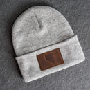 Beanie with Leather Patch Attached - Nevada Stamp