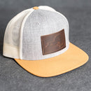 Leather Patch Flat Bill Trucker Hat - New York Stamp
