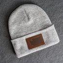 Beanie with Leather Patch Attached - Washington Stamp