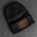 Beanie with Leather Patch Attached - Texas Stamp