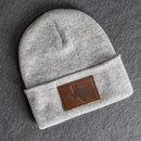 Beanie with Leather Patch Attached - Texas Stamp