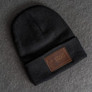 Beanie with Leather Patch Attached - Texas License Plate Stamp