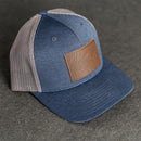 Leather Patch Performance Style Trucker Hat - Floral Stamp