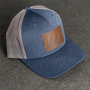 Leather Patch Performance Style Trucker Hat - Pine Tree Ridgeline Stamp