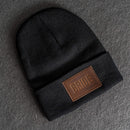 Beanie with Leather Patch Attached - Bride and Groom Stamp (Block)