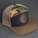 Leather Patch Flat Bill 7 Panel Trucker Hat - PNW Stamp