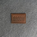 Bride & Groom Leather Patches with Optional Hook and Loop Fastener- Block Font