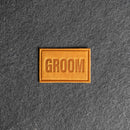 Bride & Groom Leather Patches with Optional Hook and Loop Fastener- Block Font