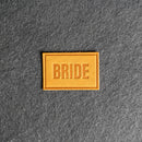 Bride & Groom Leather Patches with Optional Hook and Loop Fastener- Block Font