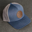Leather Patch Performance Style Trucker Hat - Compass Rose Stamp