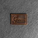 Bride & Groom Leather Patches with Optional Hook and Loop Fastener - Cursive Font