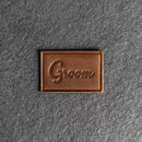 Bride & Groom Leather Patches with Optional Hook and Loop Fastener - Cursive Font