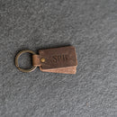 Double-Sided Rectangle Keychain |Personalized Premium Leather Keychain |  Custom Key Fob | Leather Gift Handmade in the USA