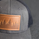 Cheery Mishaps - Leather Patch Performance Style Trucker Hats - 30+ Stamp Design Options