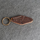 Leather Motel Key Shape Keychain with Explore Stamp Design