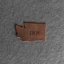 Personalized Washington Shape Leather Patches with Optional Hook and Loop Fastener