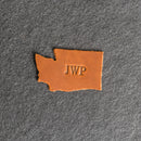 Personalized Washington Shape Leather Patches with Optional Hook and Loop Fastener