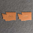 Personalized Washington Shape Leather Patches with Optional Hook and Loop Fastener