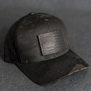 Leather Patch Tactical Hat - Trucker Style - American Flag