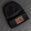 Beanie with Leather Patch Attached - New York Stamp
