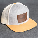 Leather Patch Flat Bill Trucker Hat - New York Stamp