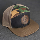 Leather Patch Flat Bill 7 Panel Trucker Hat - PNW Stamp