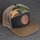 Leather Patch Flat Bill 7 Panel Trucker Hat - PNW Stamp