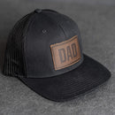 Leather Patch Trucker Style Hat - Dad Stamp