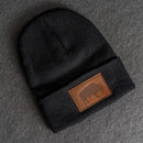 Beanie with Leather Patch Attached - Bison Stamp