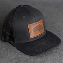 Leather Patch Trucker Style Hat - Bison Stamp