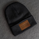 Beanie with Leather Patch Attached - Bride and Groom Stamp (Block)