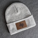 Beanie with Leather Patch Attached - Texas Stamp