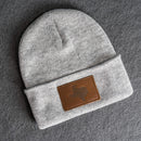 Beanie with Leather Patch Attached - Texas Stamp