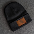 Beanie with Leather Patch Attached - Nevada Stamp