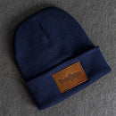 Beanie with Leather Patch Attached - Fish Stamp