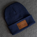 Beanie with Leather Patch Attached - Texas License Plate Stamp