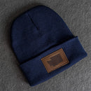 Beanie with Leather Patch Attached - Washington Stamp