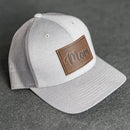 Leather Patch Performance Style Trucker Hat - Mom Cursive Stamp
