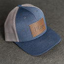 Leather Patch Performance Style Trucker Hat - Mom Cursive Stamp