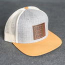 Leather Patch Flat Bill Trucker Hat - Best Dad Ever Stamp