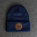 Beanie with Leather Patch Attached - Cool Cat Stamp