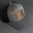 Leather Patch Trucker Style Hat - Dad Stamp