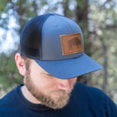Leather Patch Trucker Style Hat - Bison Stamp