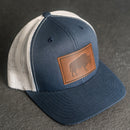Leather Patch Trucker Style Hat - Bison Stamp
