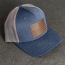 Leather Patch Performance Style Trucker Hat - American Flag Stamp