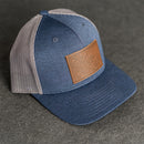 Leather Patch Performance Style Trucker Hat - Floral Stamp