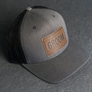 Leather Patch Trucker Style Hats - Bride and Groom (block)