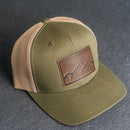 Leather Patch Trucker Style Hat - Mountain Range Stamp